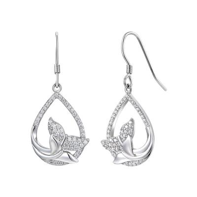 China 2022 CLASSIC hot selling high speed the latest modelDolphin tail luxury brass silver drop earrings for sale