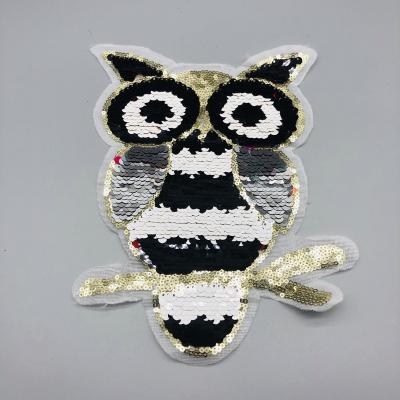 China Sustainable Owl Patches Reversible Sequin Patches For Sew On Reversible Patches Fashion Designs For Women Clothes for sale