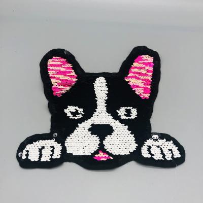 China Viable Reversible Patches On Felt Fabric Sew On Clothes Sequin Dog Reversible Patches for sale