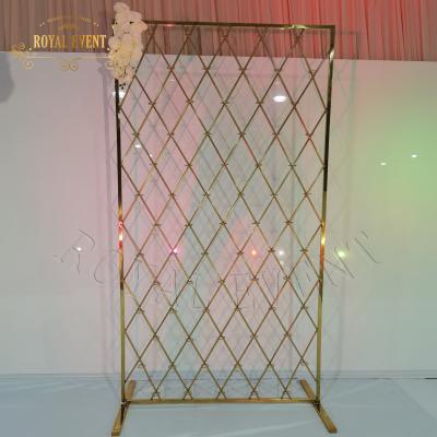 China Elegant wedding event /party gold stainless steel backdrop champagne candle wedding wall to wedding decoration for sale