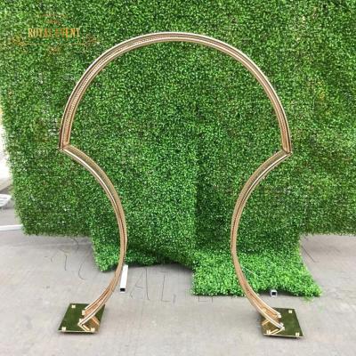 China Special wedding event /party gold arch backdrop panel stainless steel flower stand wedding stage decor for sale