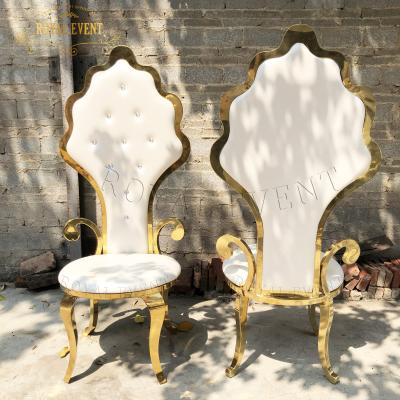 China Modern Exquisite Gold Stainless Steel Chairs High Back Wedding Furniture Luxury Wedding Furniture Chairs For Rental for sale