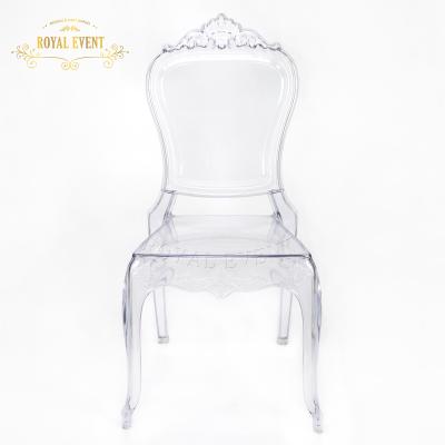 China Modern Wedding Clear PC Sillas Crystal King And Queen Resin Hotel Chairs for sale