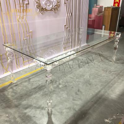 China Wholesale Clear Acrylic Folding Rectangular Glass Top Wedding Event /party Dining Table Designs Wedding Table For Event for sale