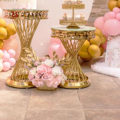 China Best wedding event /party price gold metal stainless steel display bar table dining cake table for sale for sale