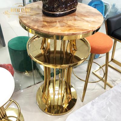 China Wedding event /party new design mounted gold stainless steel round bar table cocktail bar tables for sale for sale