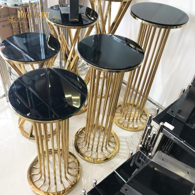 China Gold wedding event /party furniture stainless steel cocktail bar tables nightclub bar table for party for sale