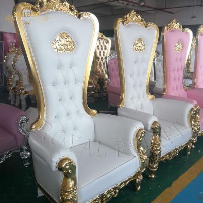 China Hot Selling Luxury Groom And Bride King Throne Chair For Wedding Cheap Royal High Back Wedding for sale