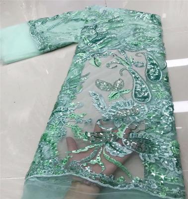 China Viable African Lace Fabric Embroidery Lace Fabric Fashion Factory Luxury Sequin Lace For Wedding for sale