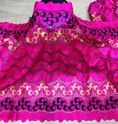 China Viable riche fabric african bazin factory embroidery lace textile guinea brocade fabric for sale