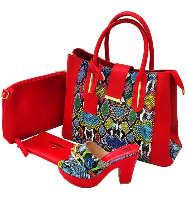 China Popular Hot Selling African Shoes Bags 1 Set Colorful Shoes Matching Fashion Bags For Party for sale