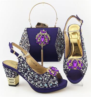 China 2020 popular popular design lady shoes and matching bags with sequins and stones for lady for sale