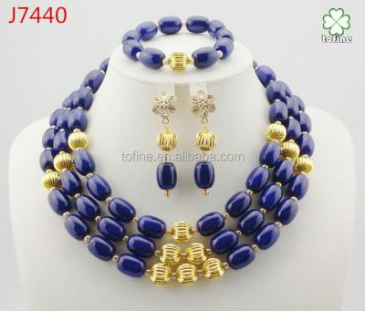 China Good quality wholesale royalblue african beads jewelry set of garment for women for sale