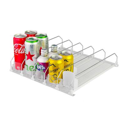 China Double-sided Supermarket Retail Fridge Display Auto Feed Adjustable Plastic Spring Loaded Bottle Canned Beverage Drink Shelf Pusher System for sale