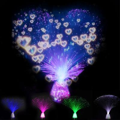 China Colorful Home Decor Bedroom Fiber Optic Lights Party Flower Heart Lamp Kids Light Led Fiber Optic + Acrylic Glowing Gift Led Fiber Optic Star Light for sale