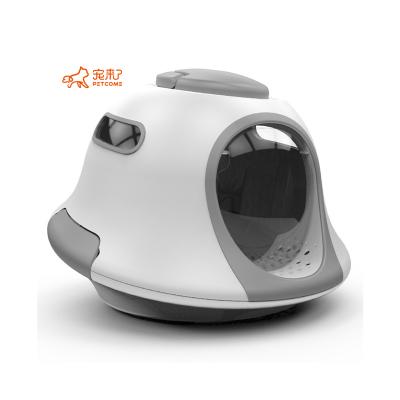 China PETCOME Viable Suppliers New Low Moq Pet Travel Gray Jumbo Closed UFO Trash Toilet For Cats With Scoop for sale