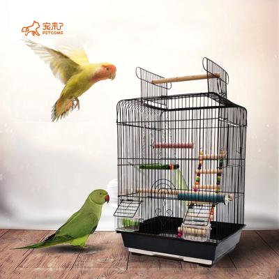 China Petcome Chinese Manufacturer Breathable Hot Sale Metal Luxury Hanging Cage Love Breeding Birds With Plastic Trays for sale