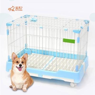 China PETCOME Manufacturers Wholesale Breathable High Quality Outdoor Stainless Cheap Heavy Duty Plastic Floor Cage For Dogs for sale