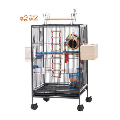 China PETCOME Factory Breeding Metal Breathable Chinese White Parrot Macaw Open Top Big Bird Cage With Tray Aviary for sale