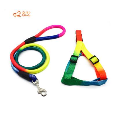 China Suppliers Custom High Quality Petcome Adjustable Nylon Colored Dog Leash And Harness Custom Viable for sale