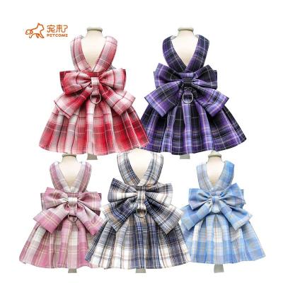 China PETCOME Quick Release Manufacturers High Quality Luxury Cute Plaid Dog Harness Set Pet Skirt Vest For Small Dog for sale