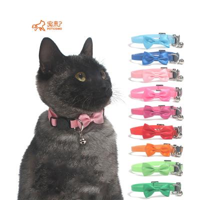 China PETCOME Lazada Small Customized Hot Selling Nylon Multi Color Pet Collar Bow With Bell Cat Jewelry Dog for sale