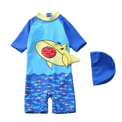 China Amazon Breathable Hot Selling Cartoon Printing Short Sleeve Boys Swimsuit Boys Kid One Piece Swimwear for sale