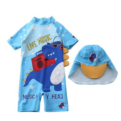 China Cartoon Breathable Infant Swimwear Boys Short Sleeve Kids Swimwear Two Pieces UPF50+ Toddler Swimwear for sale