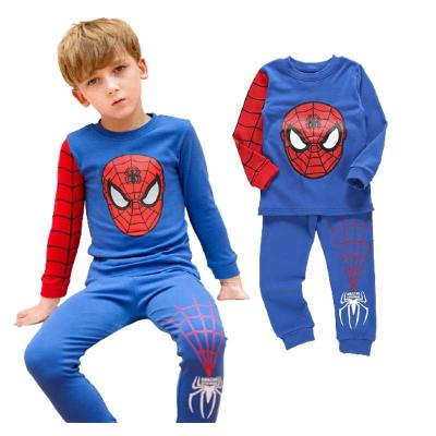 China 2pcs Spider Man Cartoon Spider Man Cotton Fabric Breathable Soft Kids Boy Long Sleeve Pajamas Kids Homewear Set Kids Clothing for sale