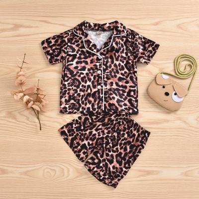 China Wholesale Breathable Baby Boy Girls Pajamas Kids Clothes Set Silk Girl's Pajamas Sets Leopard Sleepwear Kids Pajamas Clothing for sale