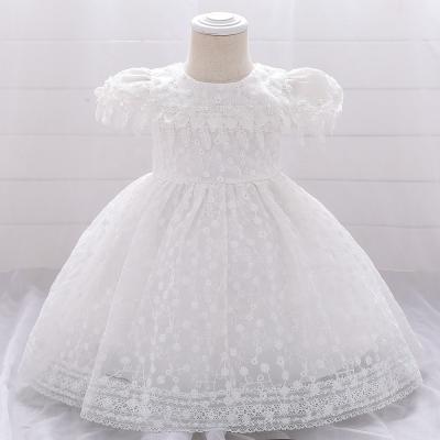 China Washable Summer Baby White Formal Dress For Birthday Girls Clothes New Design Baby Dress Wedding Princess Party Dress for sale