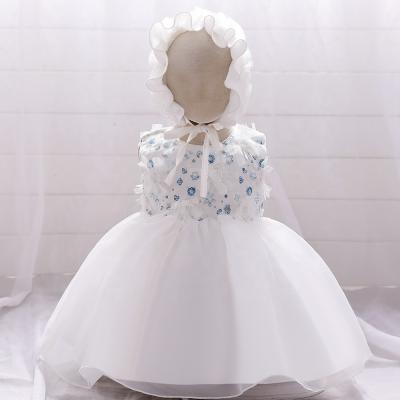 China Christening Washable White Dress Babies Newborn Flower Christening Ball Gown Birthday Wear Toddler Kids Dresses For Girls for sale