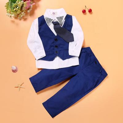 China Autumn Spring Long Sleeve Shirt + Formal Vest + Pants + Tie Kids Boy Clothes Formal Gentleman Suit Sets 4 Pcs Set for sale