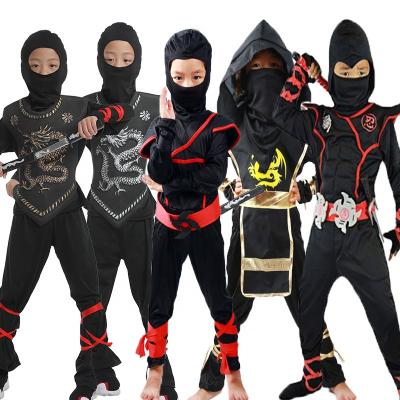 China Breathable Kids Masked Warrior Halloween Boys Girls Costume Dress Up Set Ninja Costume For Kids Ninja Cosplay Jumpsuits Mask for sale