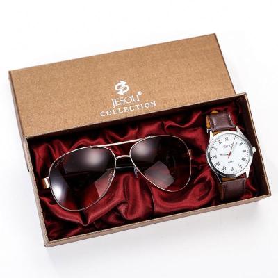 China Fashion Sunglasses 2pcs/Set Boutique Gift Set Glasses + Big Dial Quartz Watch Wrist Watch for sale