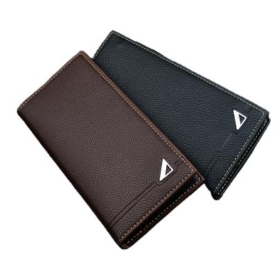 China New Men's Anti-theft Wallet Purse Lychee Purse Large Capacity Soft Long Zipper Wallet Change Cell Phone Bag for sale