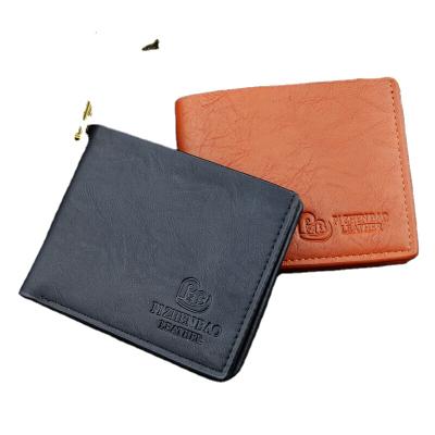 China New men's fashion youth anti-theft large capacity thin horizontal simple short lychee pattern soft wallet men's wallet for sale