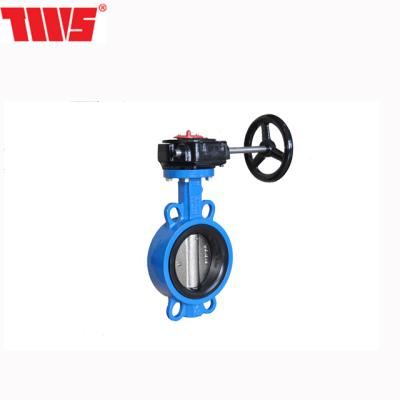 China Waterworks and water treament/project DN40-1200 epdm seat wafer butterfly valve pipe changes with worm gear actuator for sale