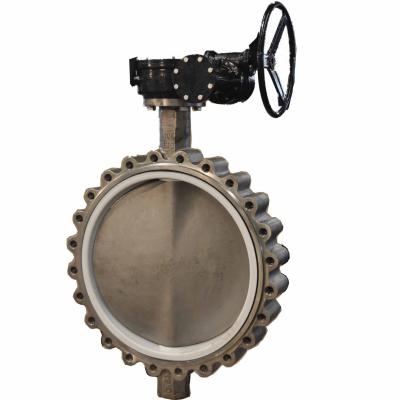 China Flange With Thread DN50-600 Hook Type Butterfly Valve Worm Gearbox Operator Stainless Steel Valve Butterfly Valve With Thread Holes for sale