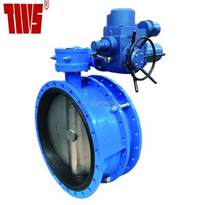 China Electric Actuated Rotork Double Flange Expansion Water Supply Regulating Type Butterfly Valve for sale