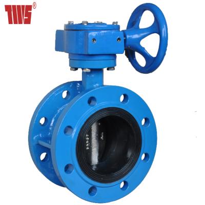 China DN100 PN10 PN16 General Manual Ductile Iron Double Flange Butterfly Valve for sale