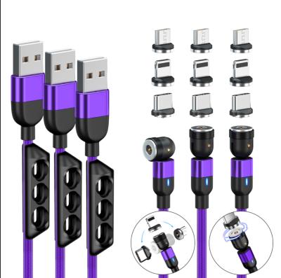 China MP3/MP4 Player 3 in 1 Magnetic USB Cable Greenport 1m 2m Charger Cable 540 Degree Rotate Round Interface Mobile Phone for sale