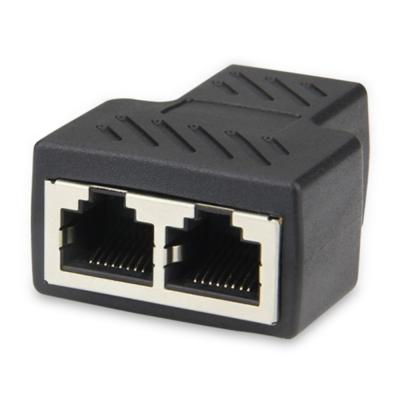 China Automotive 1 Female To Female Socket 2 Port RJ45 Network Splitter Adapter Connector for sale