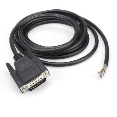 China COMPUTER DB15 15 PIN Male To Open Cable Connector Serial Port Cable for sale