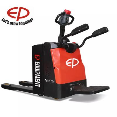 China Hotels RPL201 PE 2.0T Electric Li-ion Driving Pallet Truck Rack On With Guard Protection Arm for sale