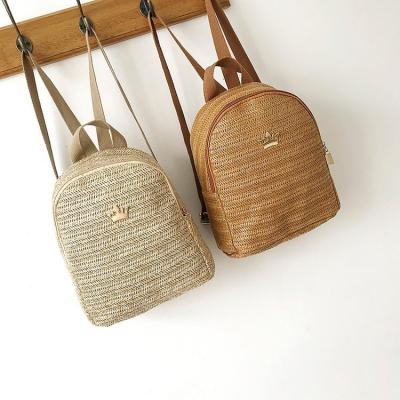 China 2021 Wholesale Wheat Woven Straw Backpacks Large Capacity Eco-friendly Summer Straw Backpack Beach Bags for sale