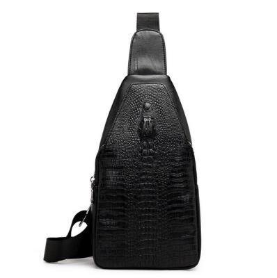 China 16 Inch Body Messenger Bag Black Mens Water Resistant Cross Sling Strap Shoulder Bag PU - Crocodile Body Bag for sale