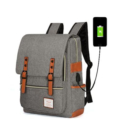 China Polyester Waterproof Hot Selling Gray Custom Usb Bag Backpack Student Backpack for sale