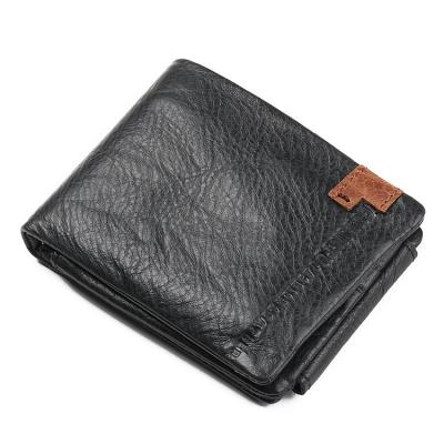 China 2019 waterproof soft genuine leather wallet hand made good quality for men's short leather wallet the real for sale