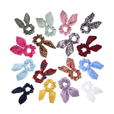 China Hair Scrunchy Bunny Ear Bowknot Bow Satin Hair Scrunchies Customized Sizes for sale